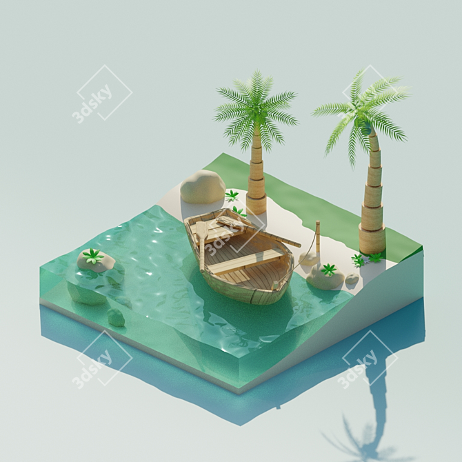 Tropical Paradise: Palm Island 3D model image 1