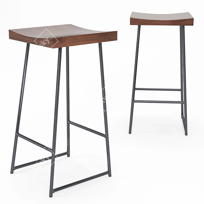 Modern Bar Table and Stool Set 3D model image 5