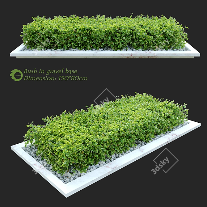 Gravel-Based Bush: Natural, Separated Parts 3D model image 1
