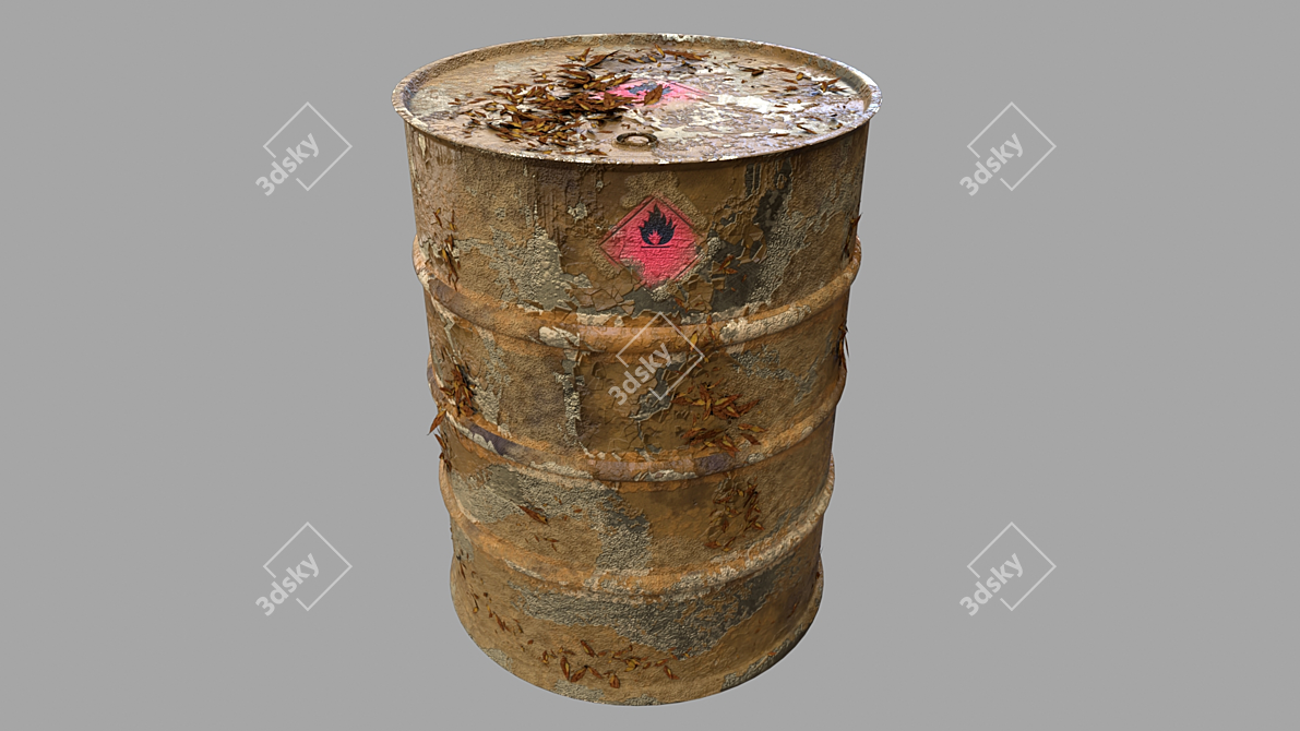 Rustic Barrel 3D Model with Peeling Paint 3D model image 1