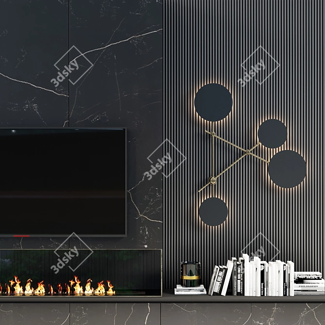 Fireplace TV Zone: Modern and Stylish 3D model image 3