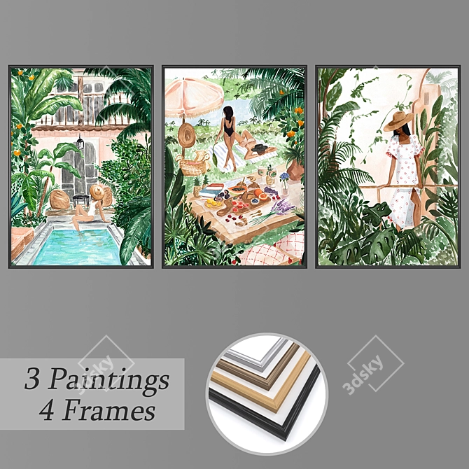 Multi-frame Wall Art Set with Variety of Options 3D model image 1