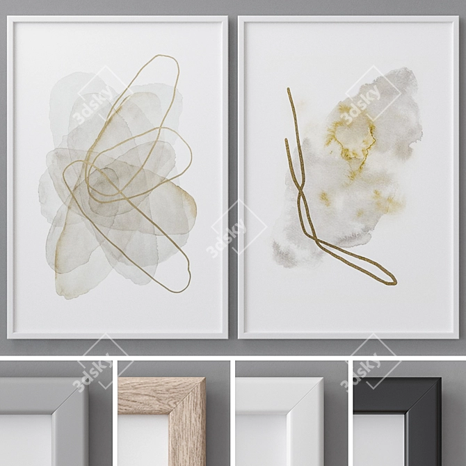 Modern Abstract Photo Frames Set 3D model image 1