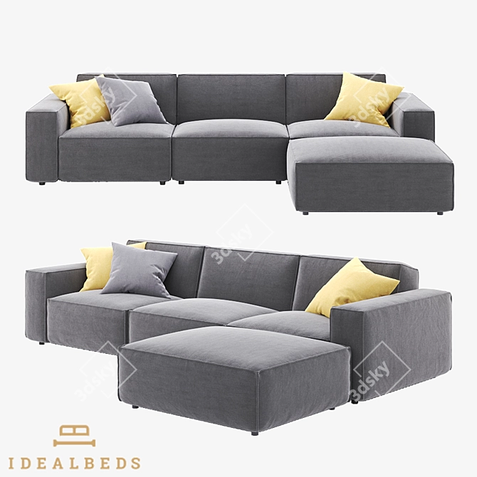 Modular Corner Sofa: OM Como | 300cm x 195cm x 72cm | Fabric Material 3D model image 1