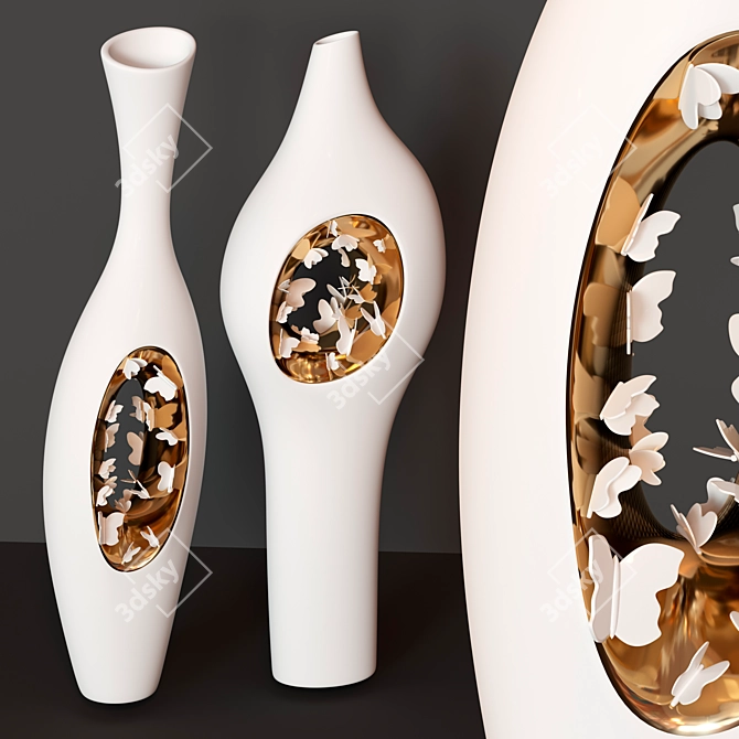 Ellipsis Butterfly Gold Porcelain Vase 3D model image 1