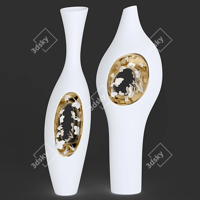 Ellipsis Butterfly Gold Porcelain Vase 3D model image 2