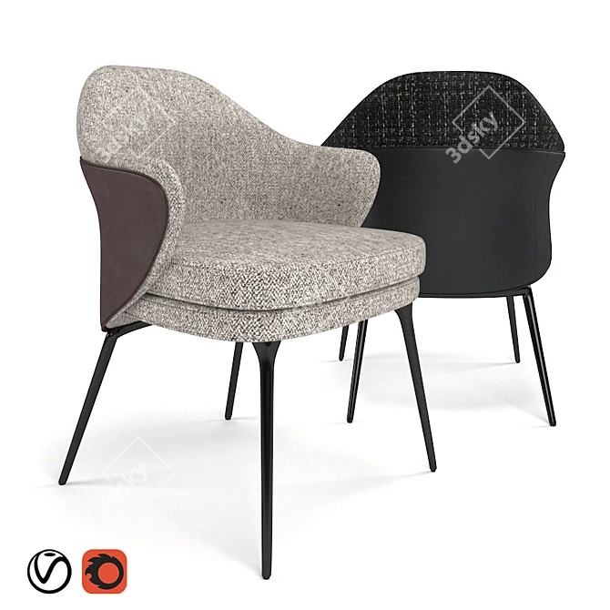 Modern Elegance: MINOTTI Angie Dining Chair 3D model image 4