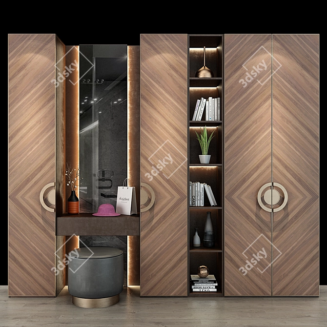 Modern Wooden Cabinet 3D model image 1