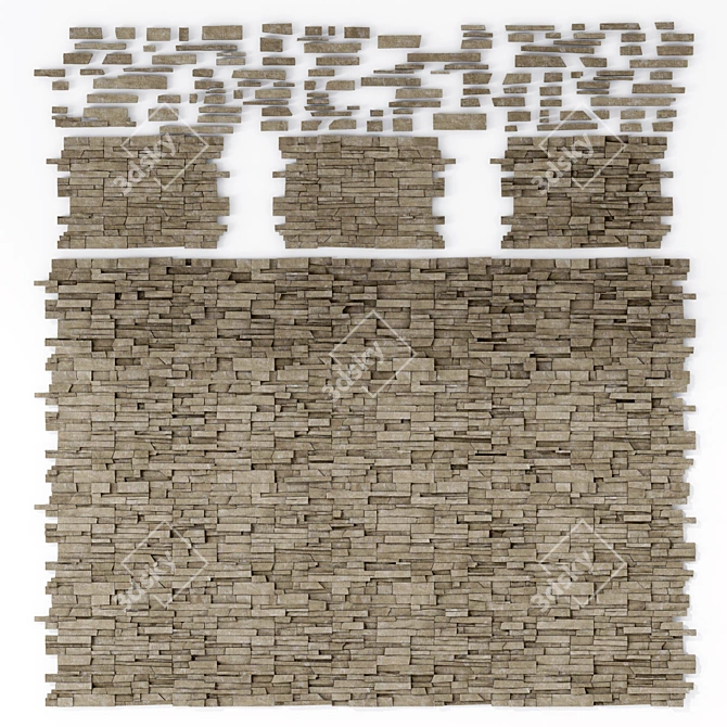 Desert Clincer Brick Wall 3D model image 1