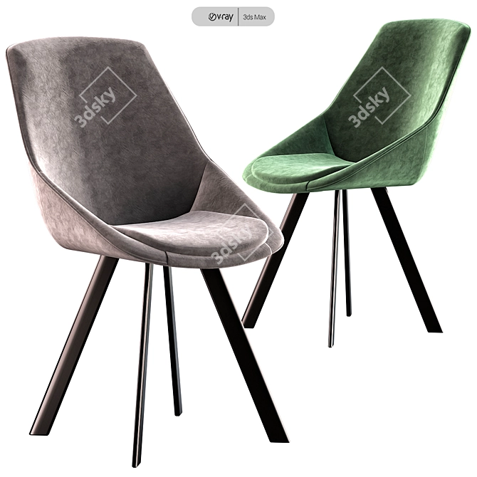 Ritz Velour Chair - Stylish Comfort 3D model image 1