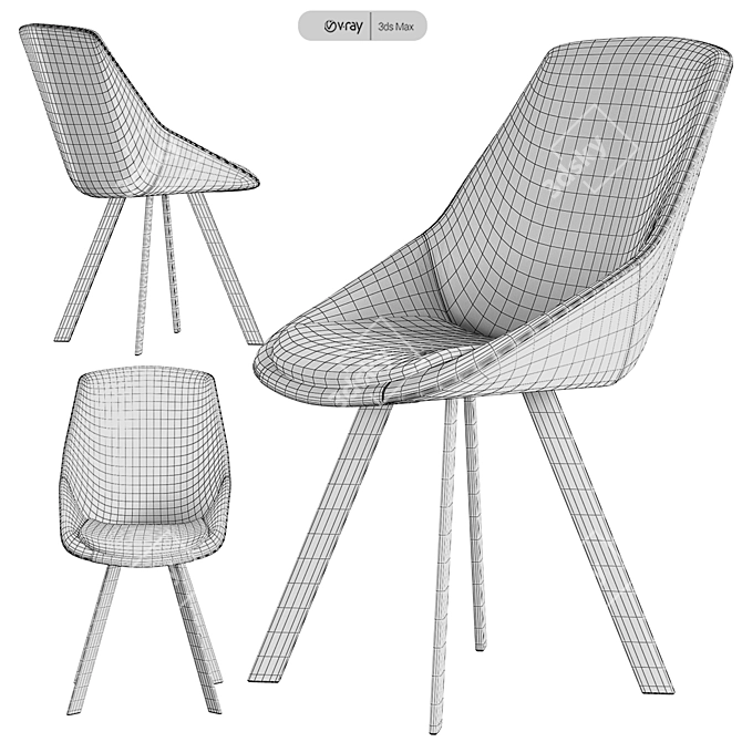 Ritz Velour Chair - Stylish Comfort 3D model image 3