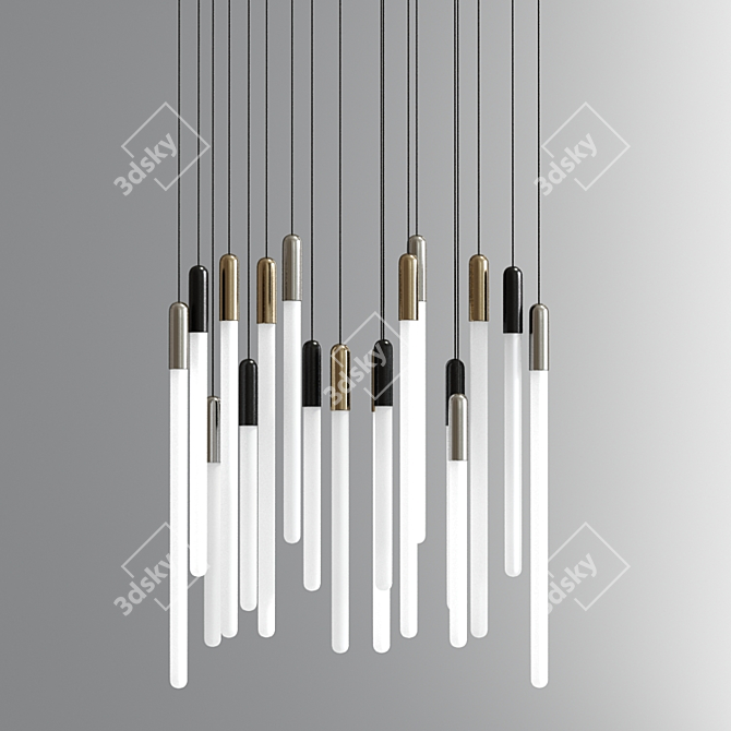 Modern Tubular Horizontal Ceiling Lamp Collection 3D model image 2