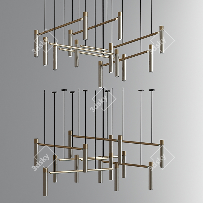 Modern Tubular Horizontal Ceiling Lamp Collection 3D model image 4