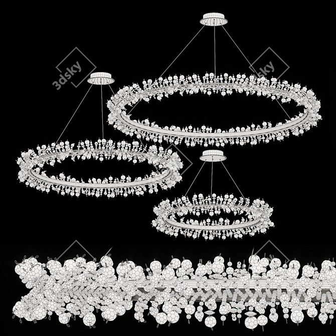 Elegant Crystal Ring Chandelier 3D model image 6