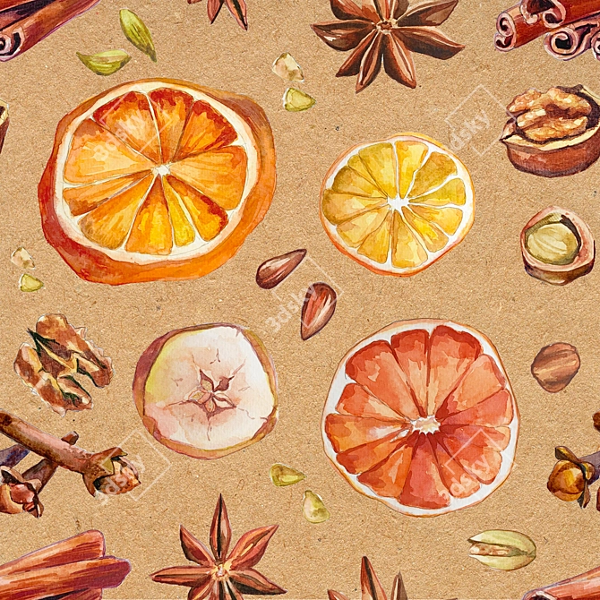 Mulled Wine Delight: Watercolor Pattern 3D model image 1
