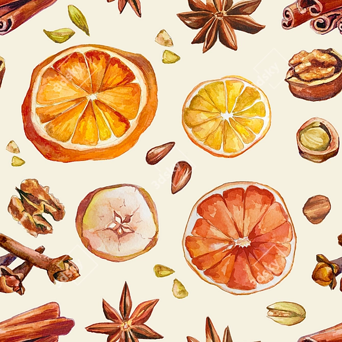 Mulled Wine Delight: Watercolor Pattern 3D model image 2