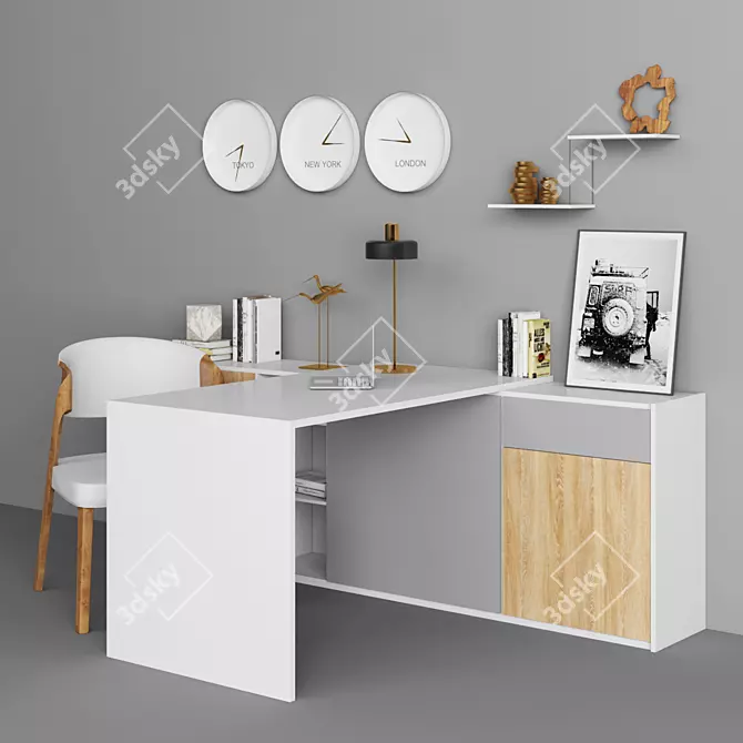 Modern Office Workplace Set 3D model image 2