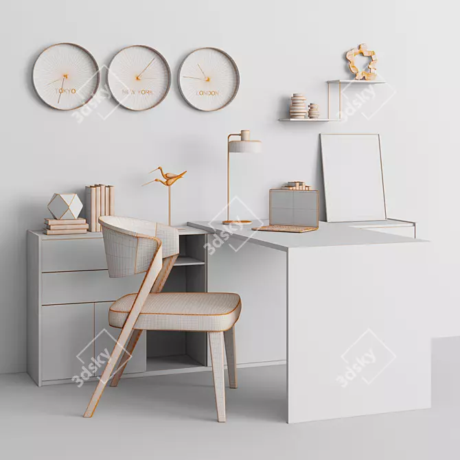 Modern Office Workplace Set 3D model image 3