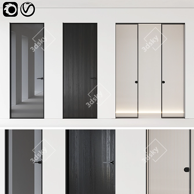 Modern Aladin Swing Mono and Pocket Door 3D model image 1