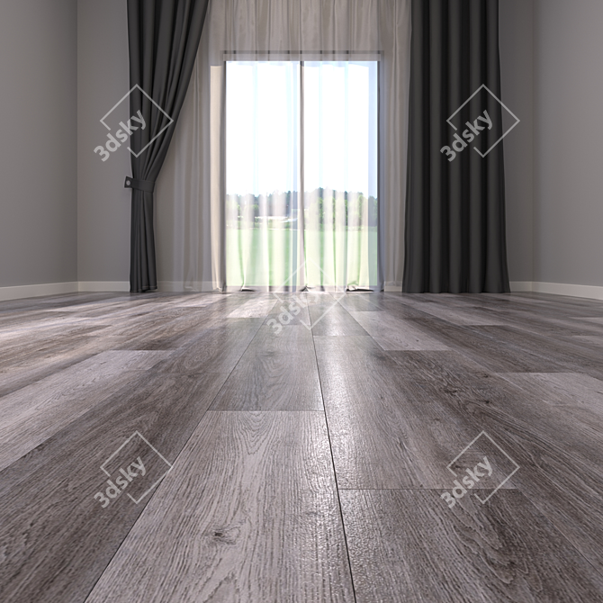 Yurtbay Barkwood Ash: Multi-Texture 20x120cm Parquet 3D model image 5