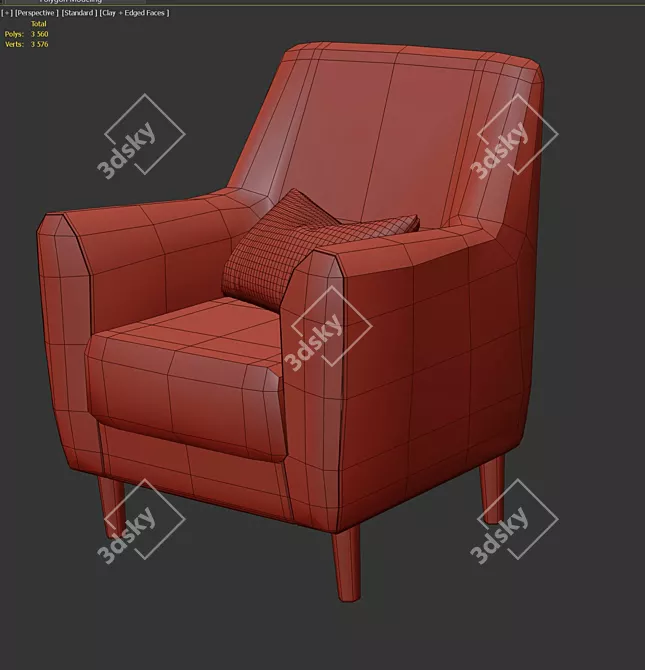 Luxury Velvet Armchair: Odense 3D model image 2