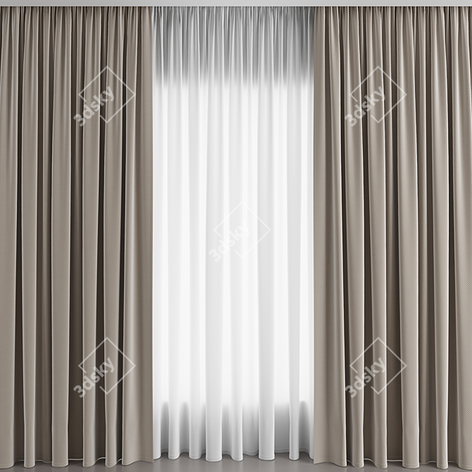 Modern Tulle Curtain Set 3D model image 1