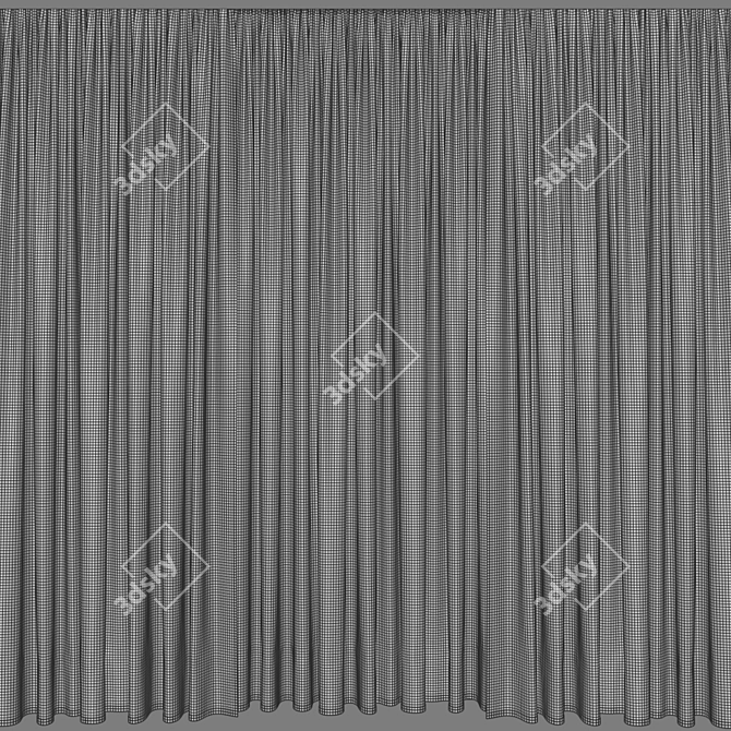 Modern Tulle Curtain Set 3D model image 3