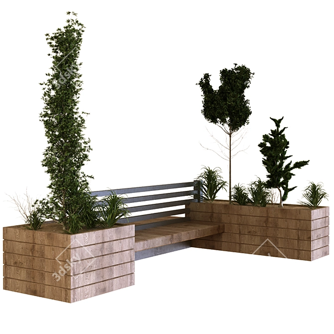 Sustainable Tree Bench Set 3D model image 1