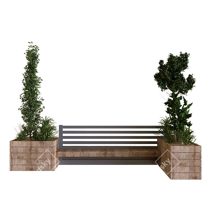 Sustainable Tree Bench Set 3D model image 2