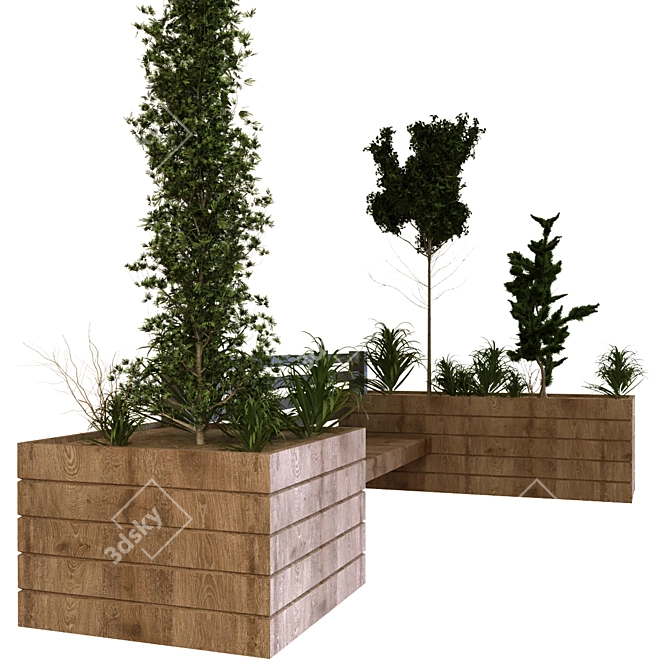 Sustainable Tree Bench Set 3D model image 4