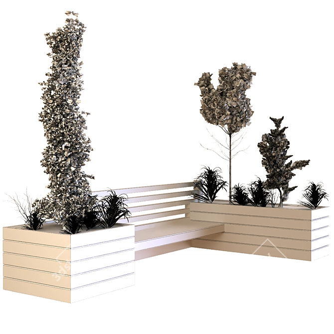 Sustainable Tree Bench Set 3D model image 5