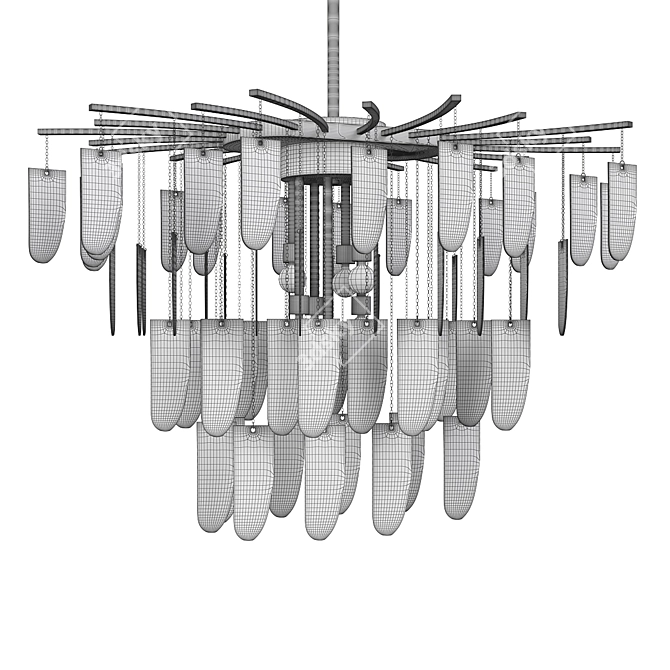 Murano Glass Chandelier: Silver Leaf Textured 3D model image 2