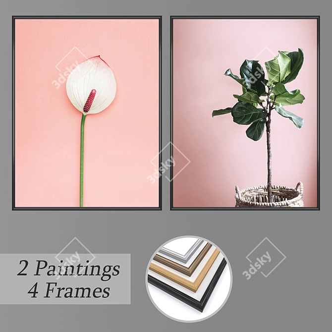 2-Piece Wall Art Set with Multiple Frame Options 3D model image 1