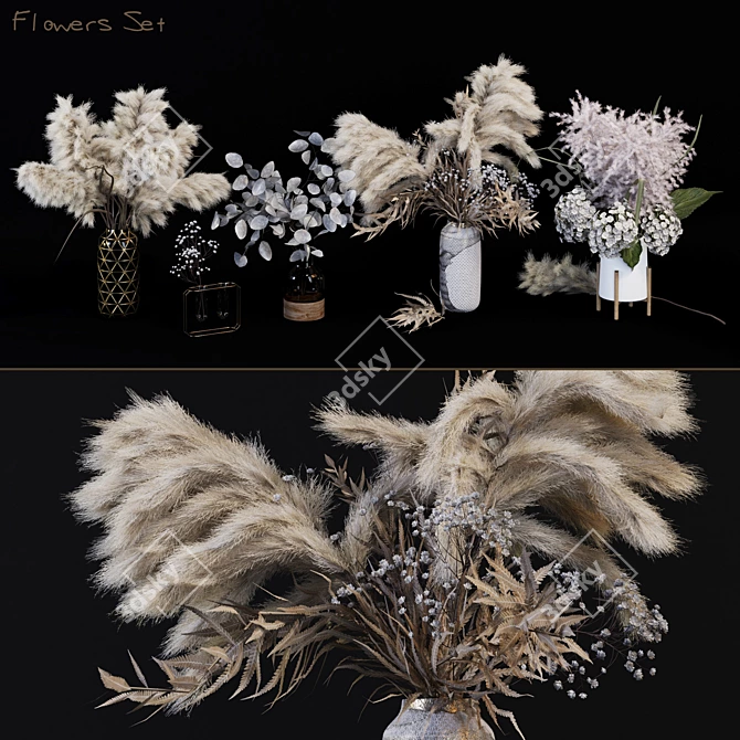 Vintage Floral Collection 3D model image 1