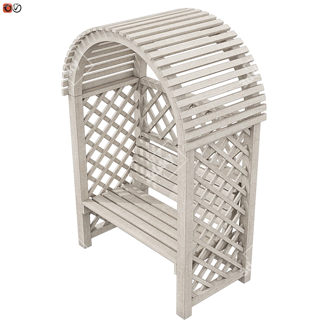 Wooden Pergola Bench: Outdoor Haven 3D model image 2