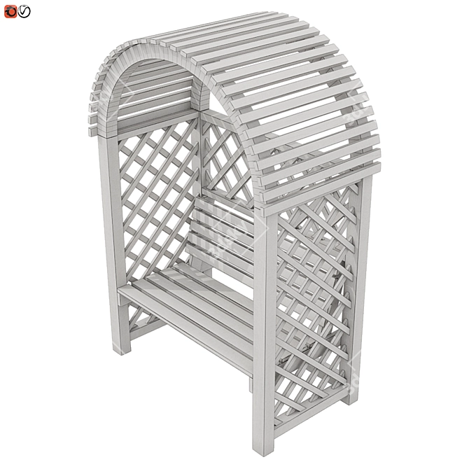 Wooden Pergola Bench: Outdoor Haven 3D model image 3