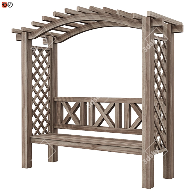 Wooden Pergola Bench: Garden Oasis 3D model image 1