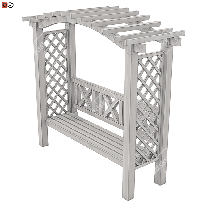 Wooden Pergola Bench: Garden Oasis 3D model image 3