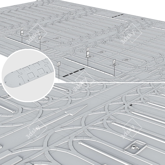 Outdoor Car Park: Spacious and Well-Marked 3D model image 4