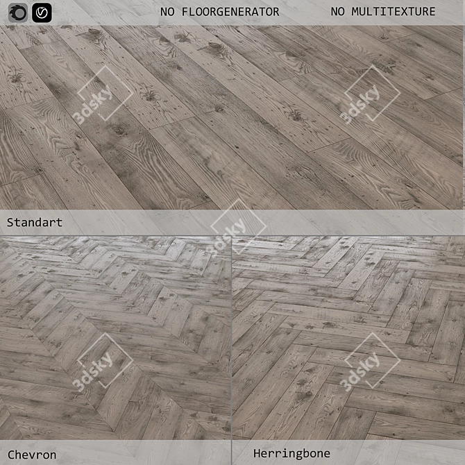 Versatile Laminate Flooring: 3 Layouts, 7 Tile Textures 3D model image 1