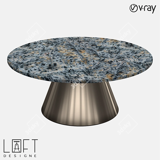 Elegant Metal and Marble Coffee Table 3D model image 1