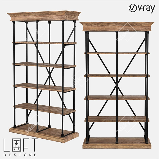 RACK LoftDesigne 7090: Stylish Wood and Metal Storage 3D model image 1