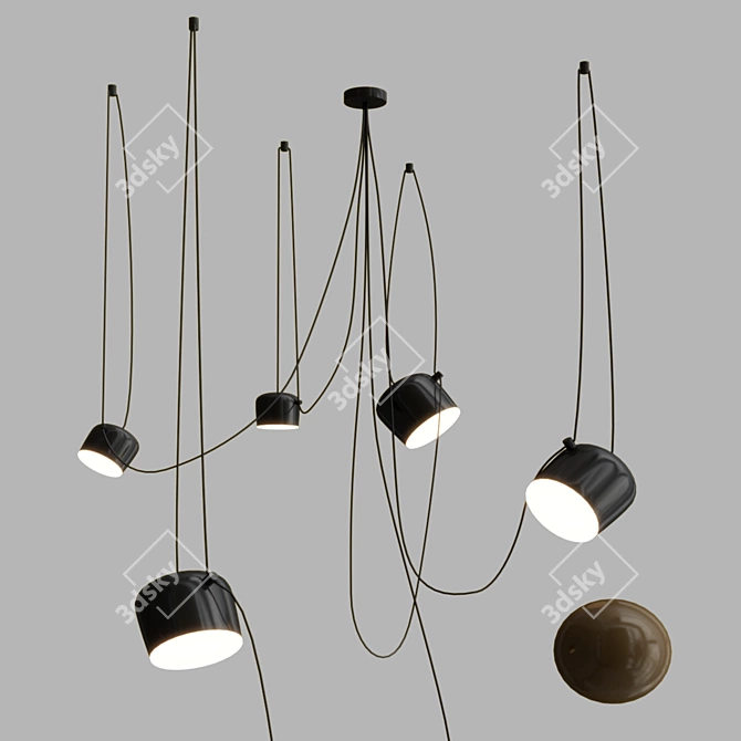 Sleek Aim 5 Pendant Light 3D model image 1