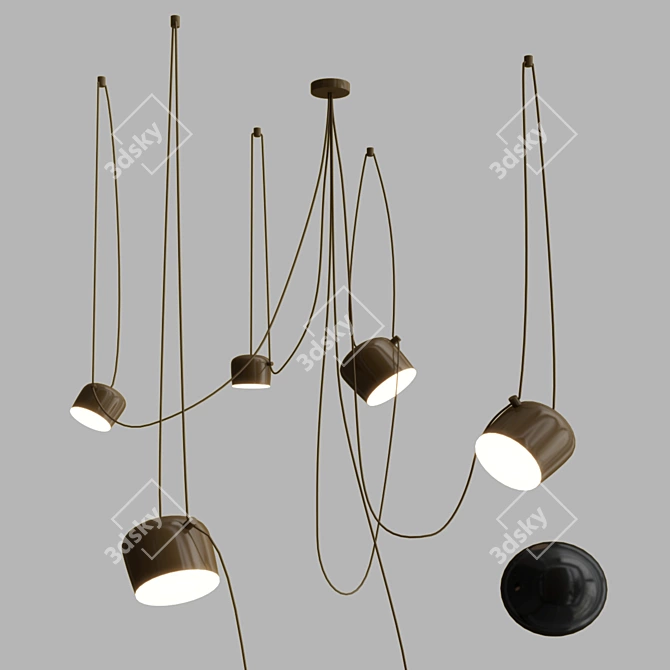 Sleek Aim 5 Pendant Light 3D model image 2