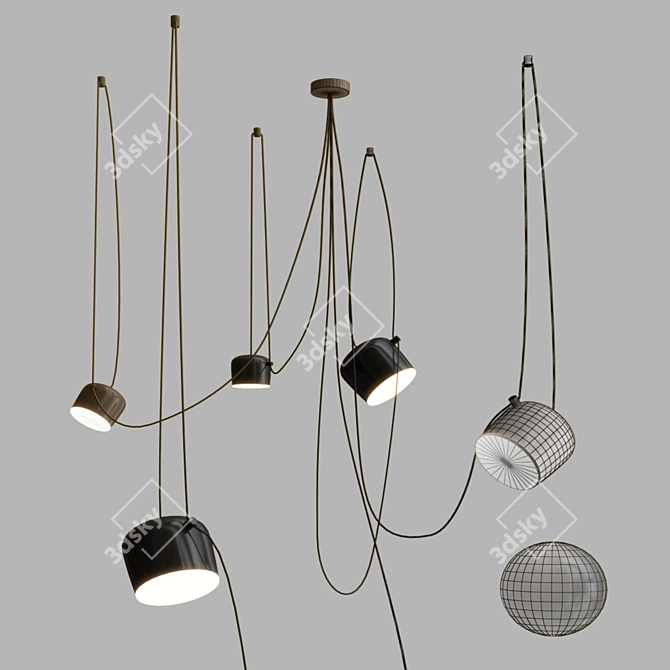 Sleek Aim 5 Pendant Light 3D model image 3