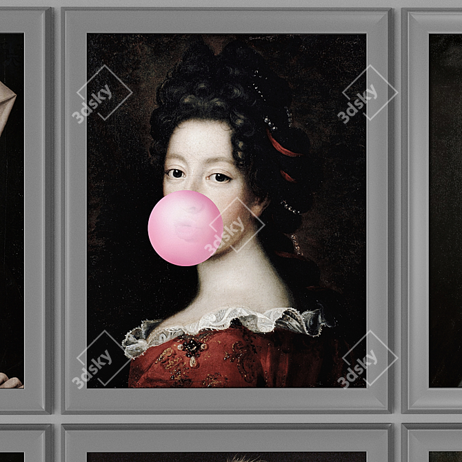 Bubblegum Canvas Print: Artistic Framed Decor 3D model image 2