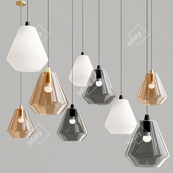 Modern Metal and Glass Pendant - VIGO 3D model image 1