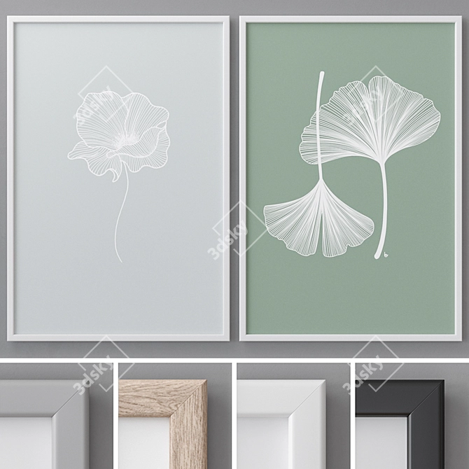 Modern Abstract Photo Frames Set 3D model image 1