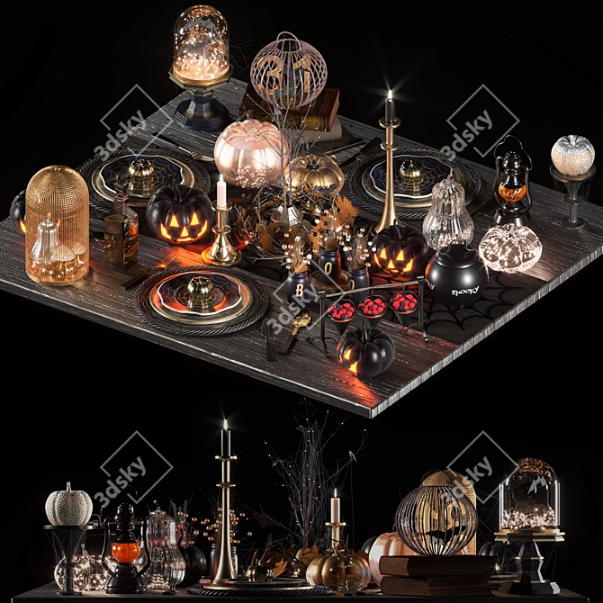 Spooky Halloween Table Decor 3D model image 1