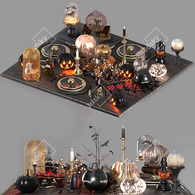 Spooky Halloween Table Decor 3D model image 6